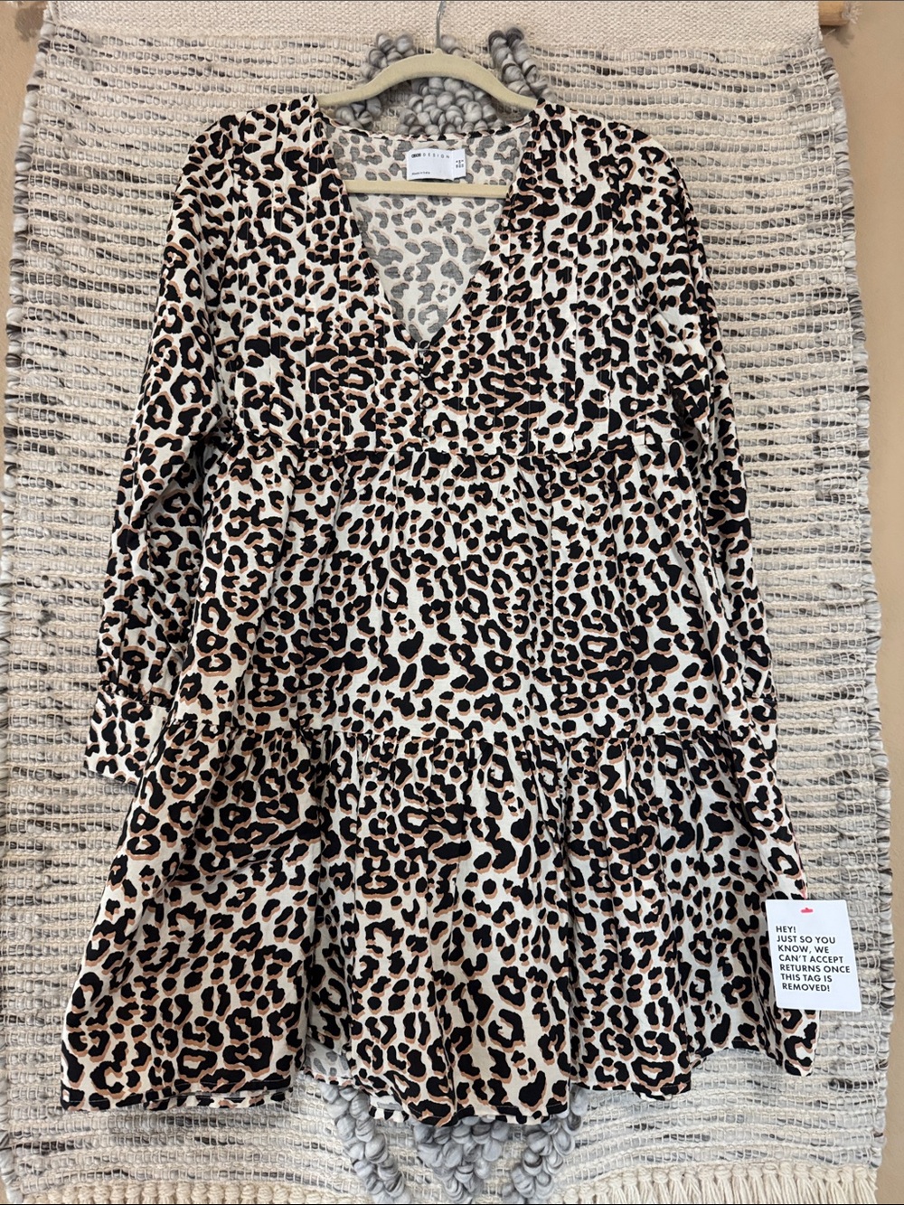 ASOS Beige and Black Leopard-Print Mini Dress